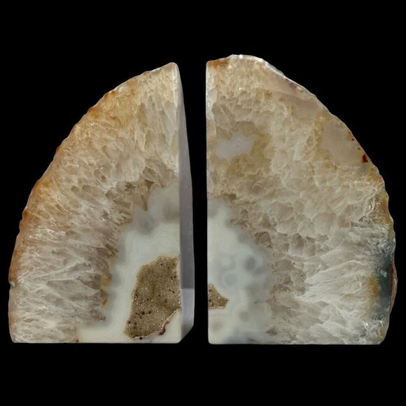 Agate Crystal bookends with Geode Center, Natural stone, Bookshelf Decor (EA) - Picture 1 of 13